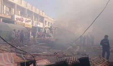 Пожар в лагере протестующих в иракской провинции Ди-Кар