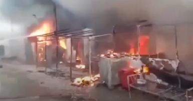Пожар в лагере для перемещенных езидов в Дохуке