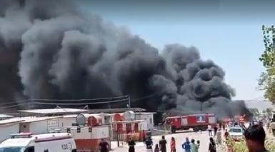 Пожар в Дохукском лагере для вынужденных переселенцев