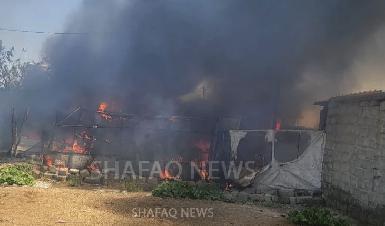 Пожар уничтожил четыре палатки в лагере для перемещенных лиц в Шейхане